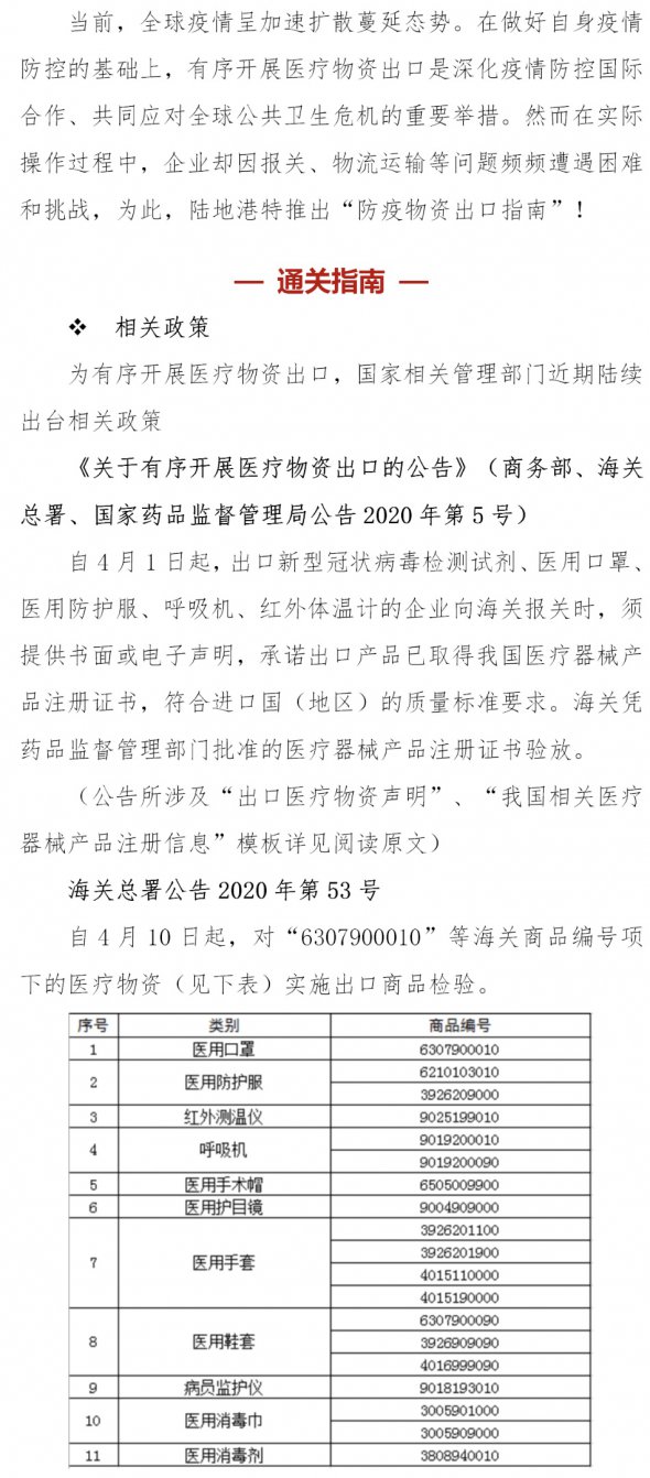 防疫物资出口指南来咯 你想了解的这都有